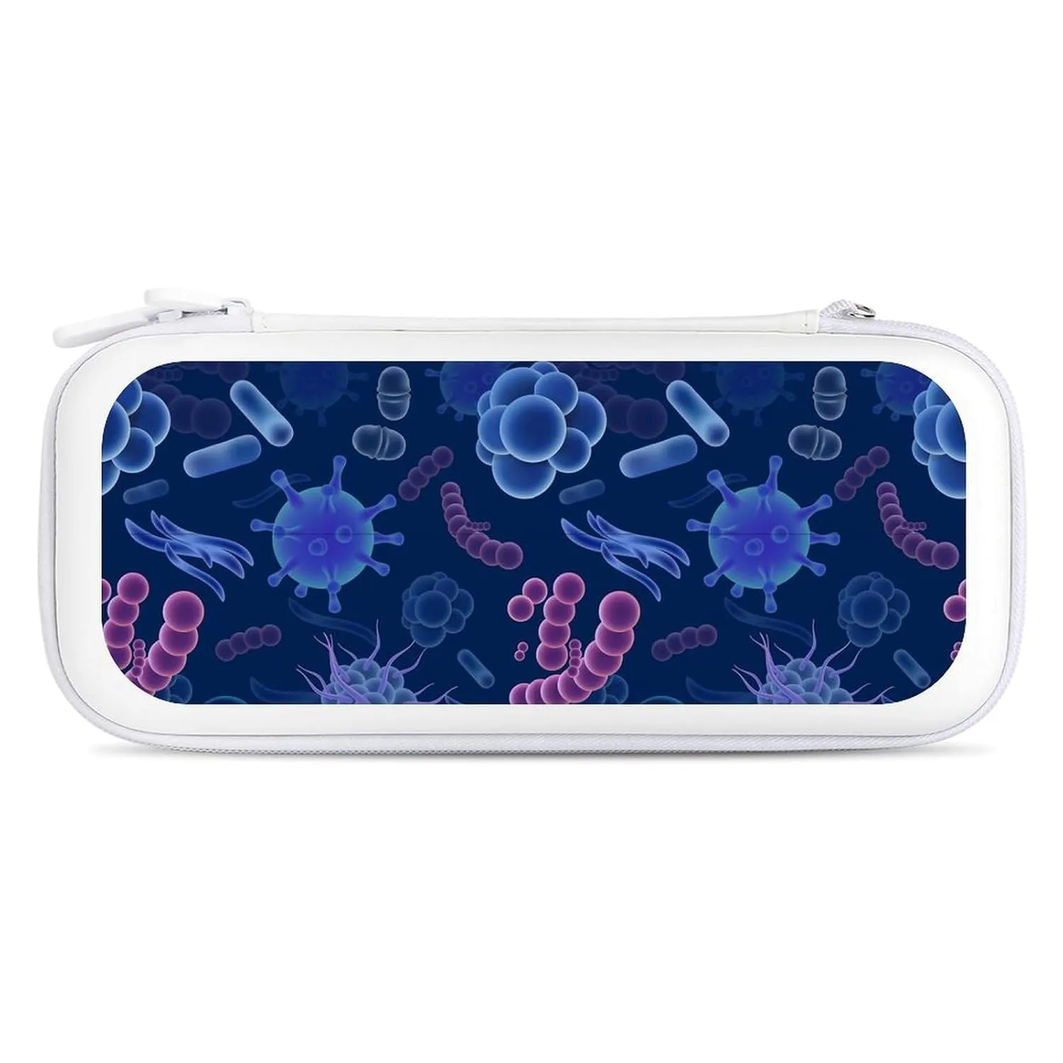 Viruses and Microbes Portable Compatible with Switch Carrying Case Protector Bag with 15 Games Accessories White-Style, 26.5x12x3.5cm
