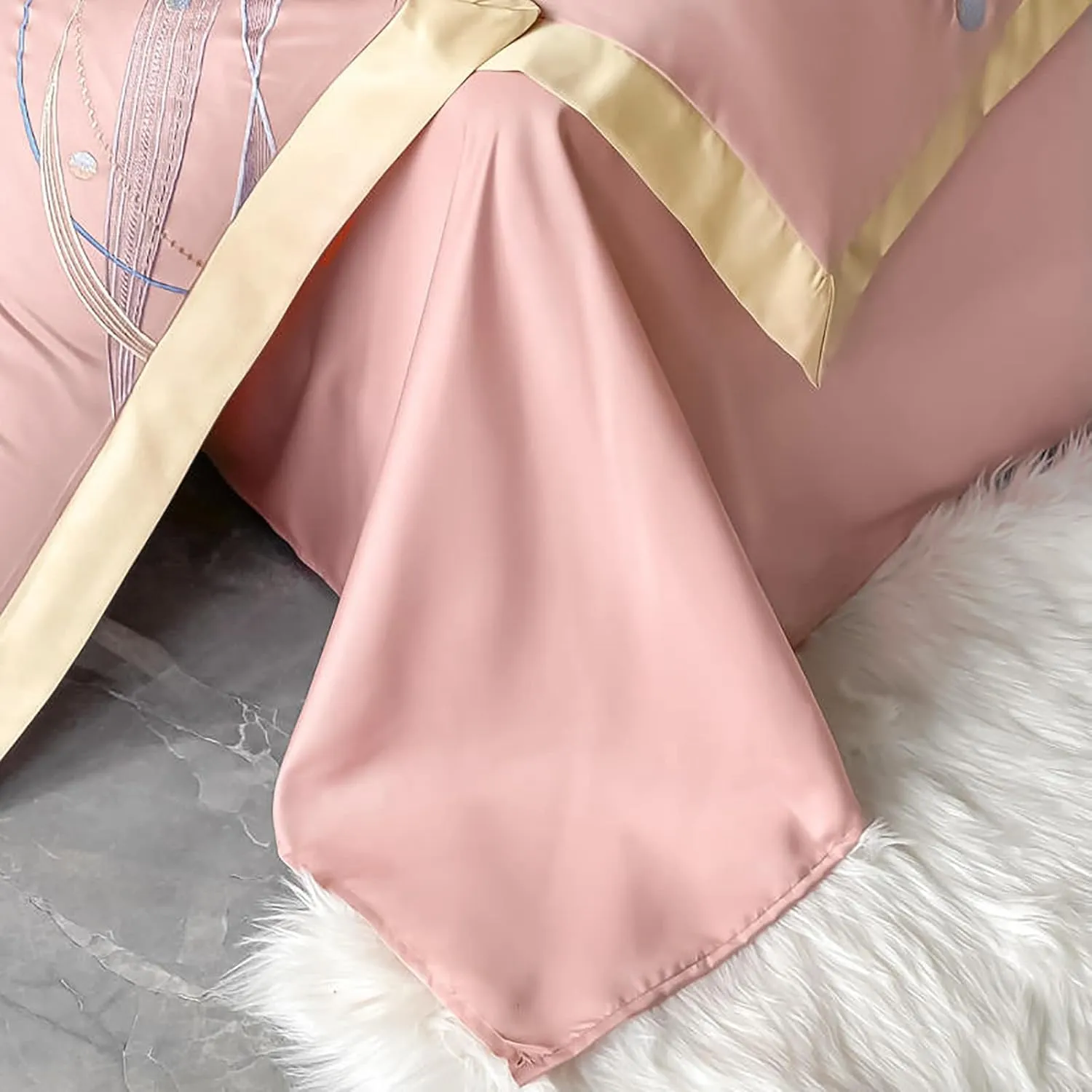 Washable Cool Quilt,Comfortable Four-Season Fabric Whole Silk Down Filling Reactive Printing and Dyeing Exquisite Embroidery fine Workmanship (C King) (B Twin)