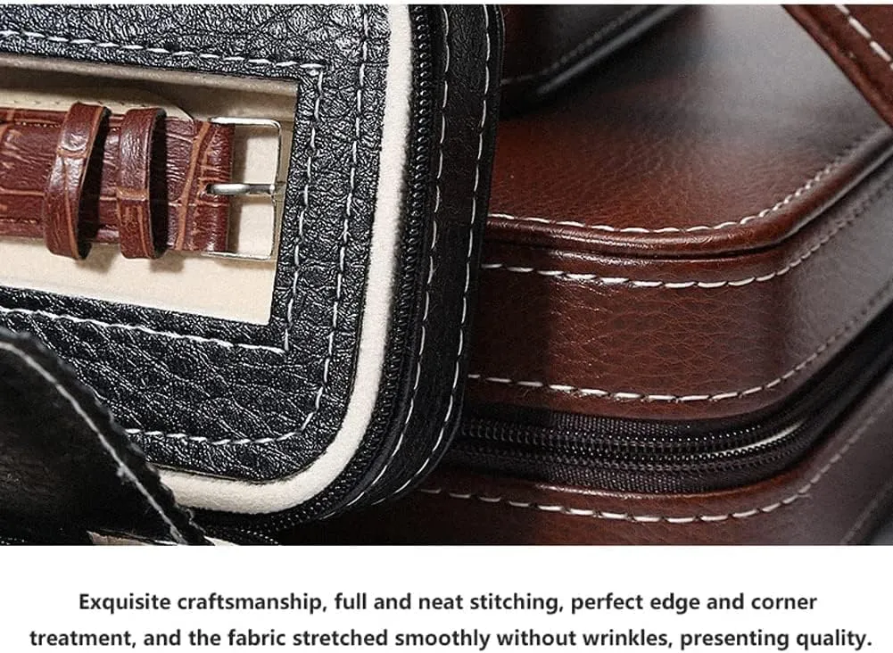 Watch Box Watch Case 2 Slots Watches Leather Travel Organizer Display Case For Men Women Jewelry Storage Box Watch Organizer Men(Black)