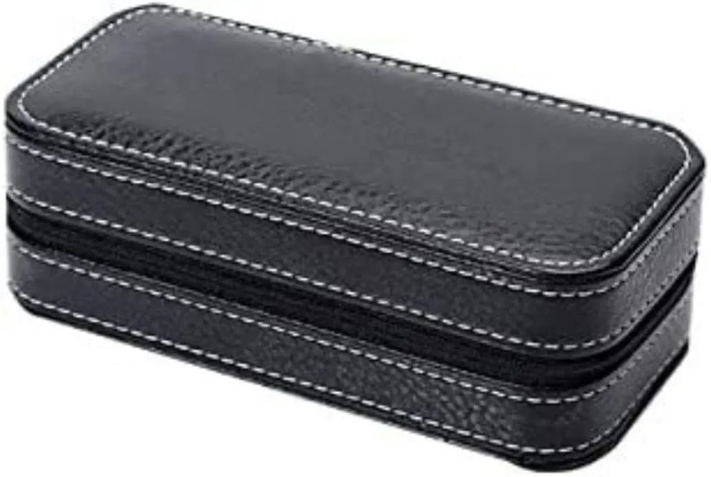 Watch Box Watch Case 2 Slots Watches Leather Travel Organizer Display Case For Men Women Jewelry Storage Box Watch Organizer Men(Black)