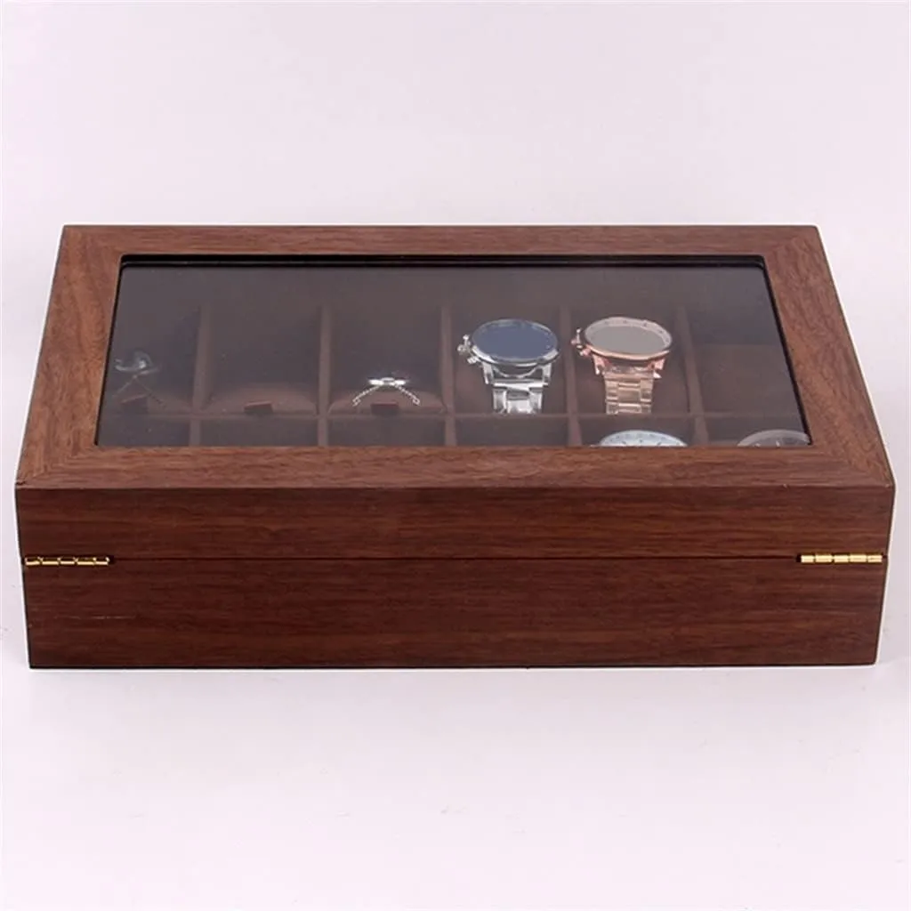 Watch Box,Jewelry Organizer Holder Jewelry Display Box Necklace Storage Organizer with Top Glass
