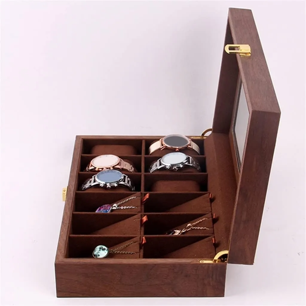 Watch Box,Jewelry Organizer Holder Jewelry Display Box Necklace Storage Organizer with Top Glass