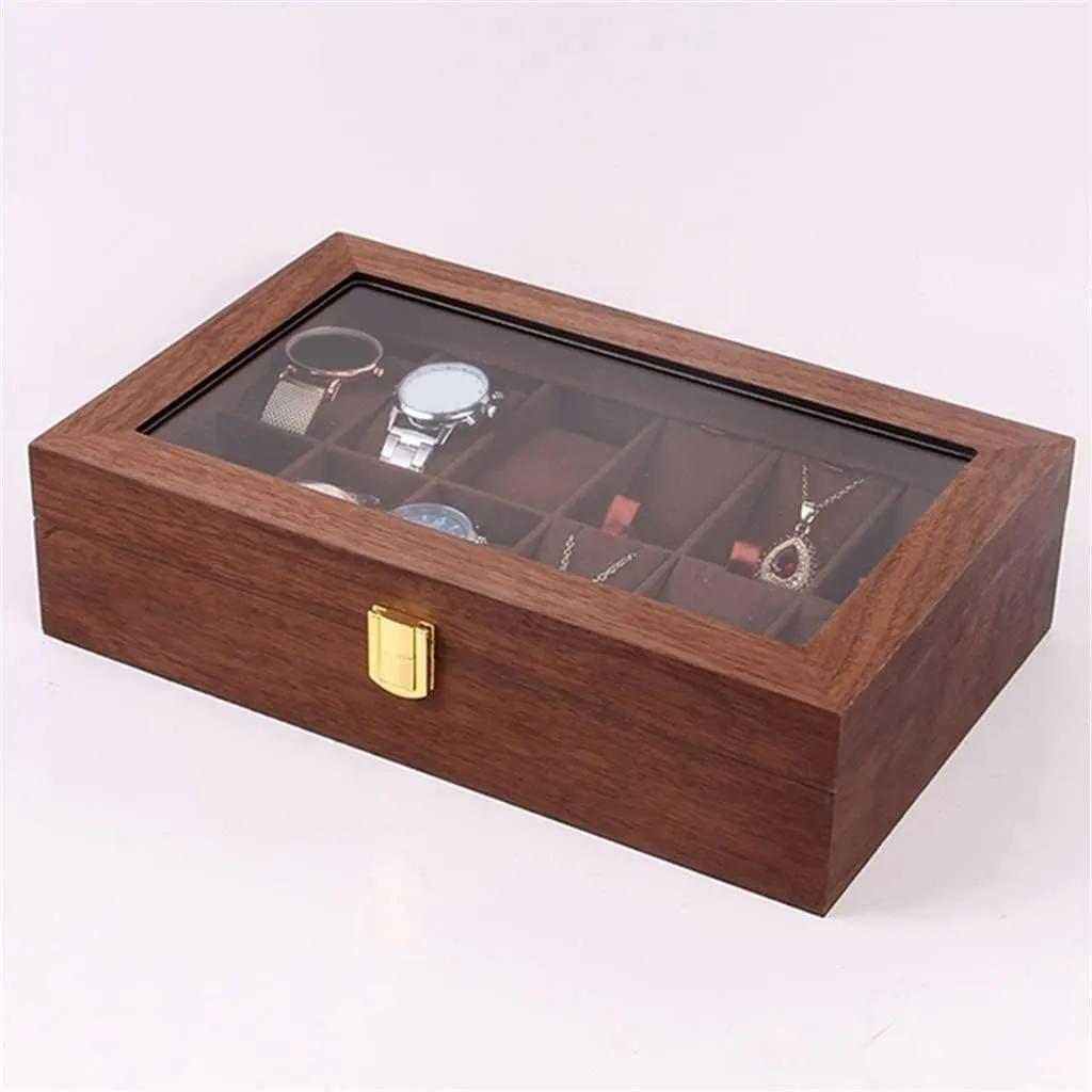 Watch Box,Jewelry Organizer Holder Jewelry Display Box Necklace Storage Organizer with Top Glass