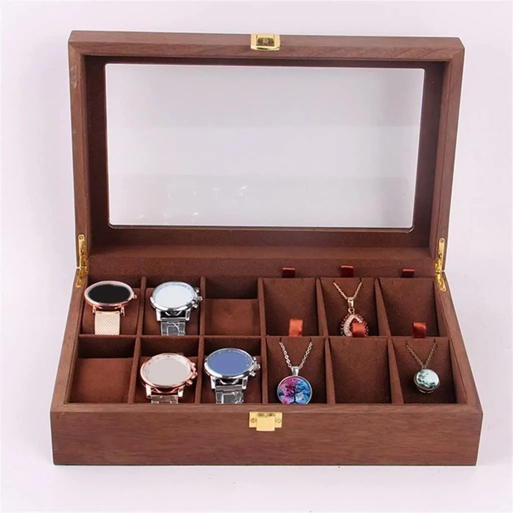 Watch Box,Jewelry Organizer Holder Jewelry Display Box Necklace Storage Organizer with Top Glass