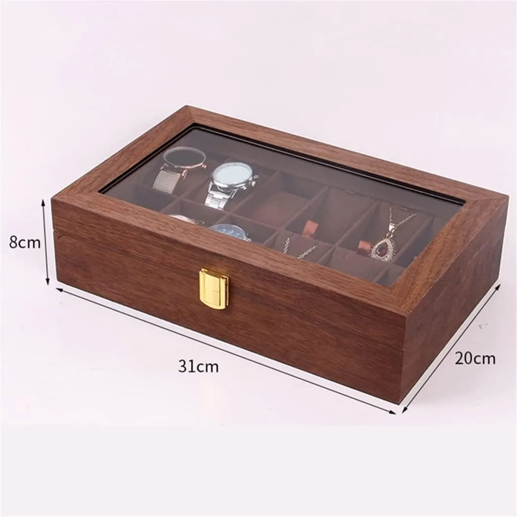 Watch Box,Jewelry Organizer Holder Jewelry Display Box Necklace Storage Organizer with Top Glass