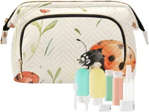 Watercolor Painting A Coccinella Travel Bag Portable Cosmetic Bag For Women Women's Coin Purse for Large Cosmetic