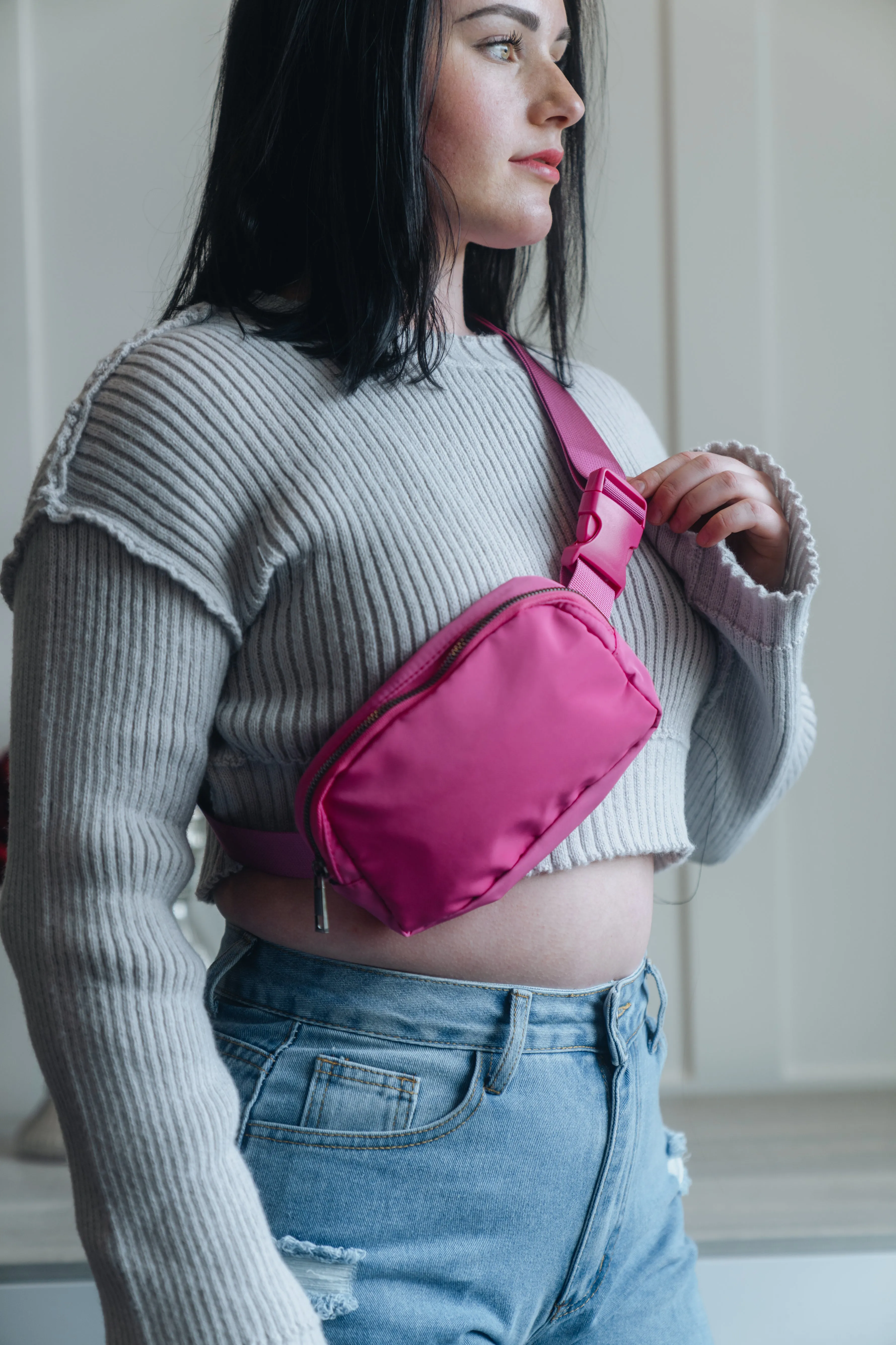 Waterproof Cross Body Sling Fanny Pack Belt Bag My Store (Pink)