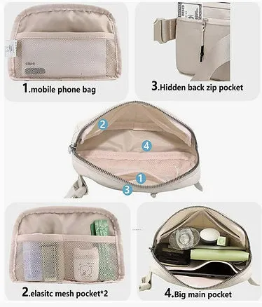 Waterproof Cross Body Sling Fanny Pack Belt Bag My Store (Pink)