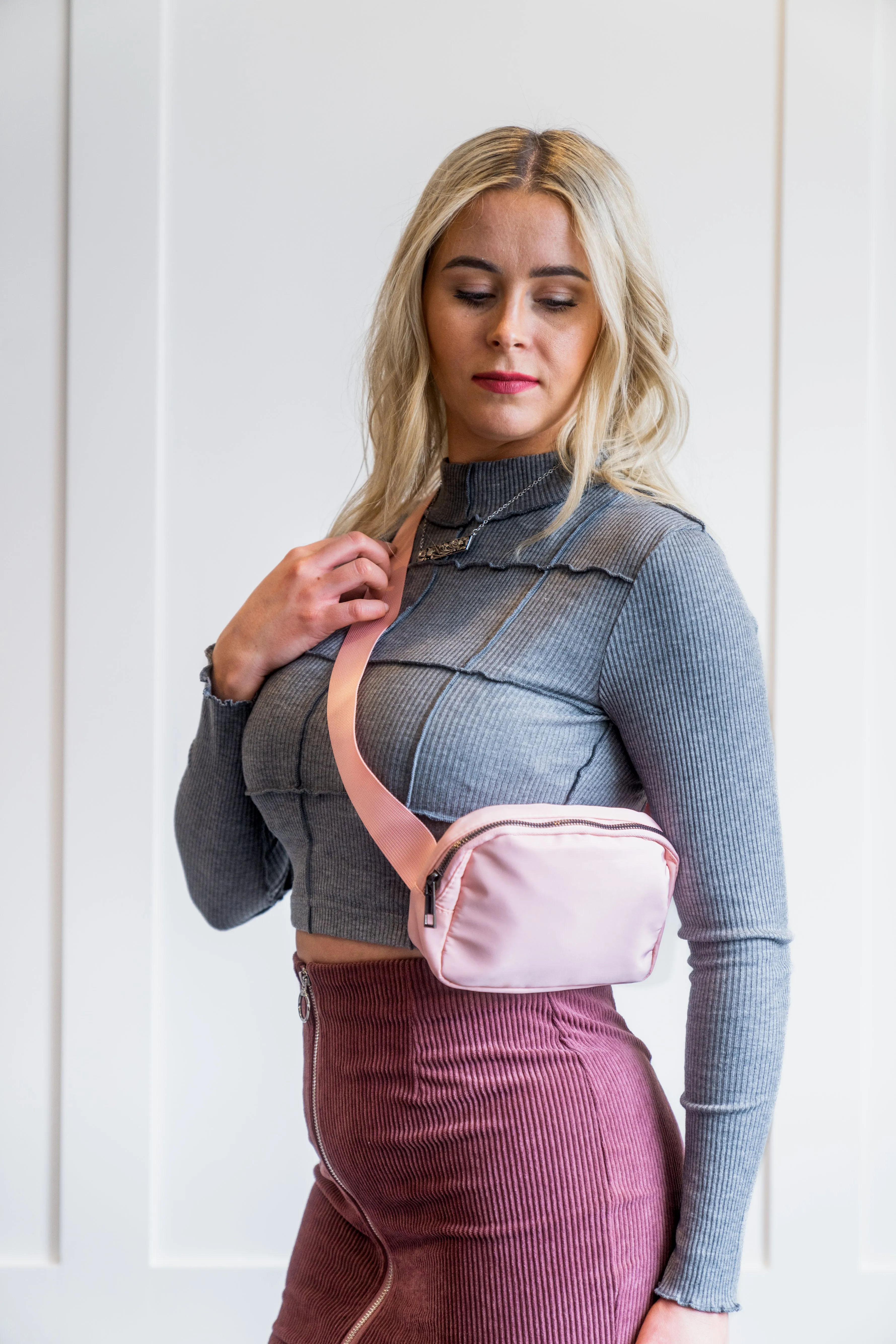 Waterproof Cross Body Sling Fanny Pack Belt Bag My Store (Pink)
