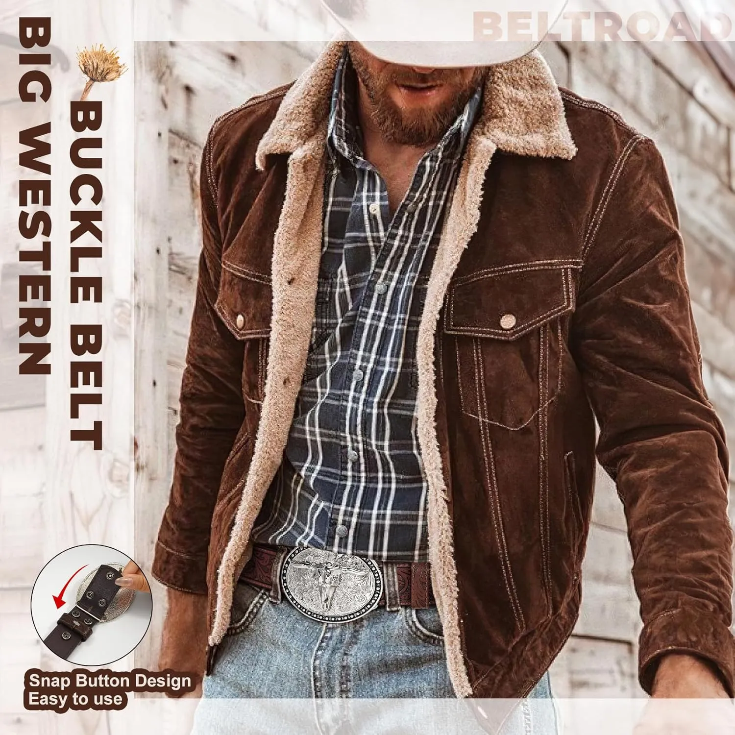 Western Leather Belt for Men Women Cowgirl Cowboy Western Longhorn Bull Buckle Belt for Jeans Christmas Gifts Belts