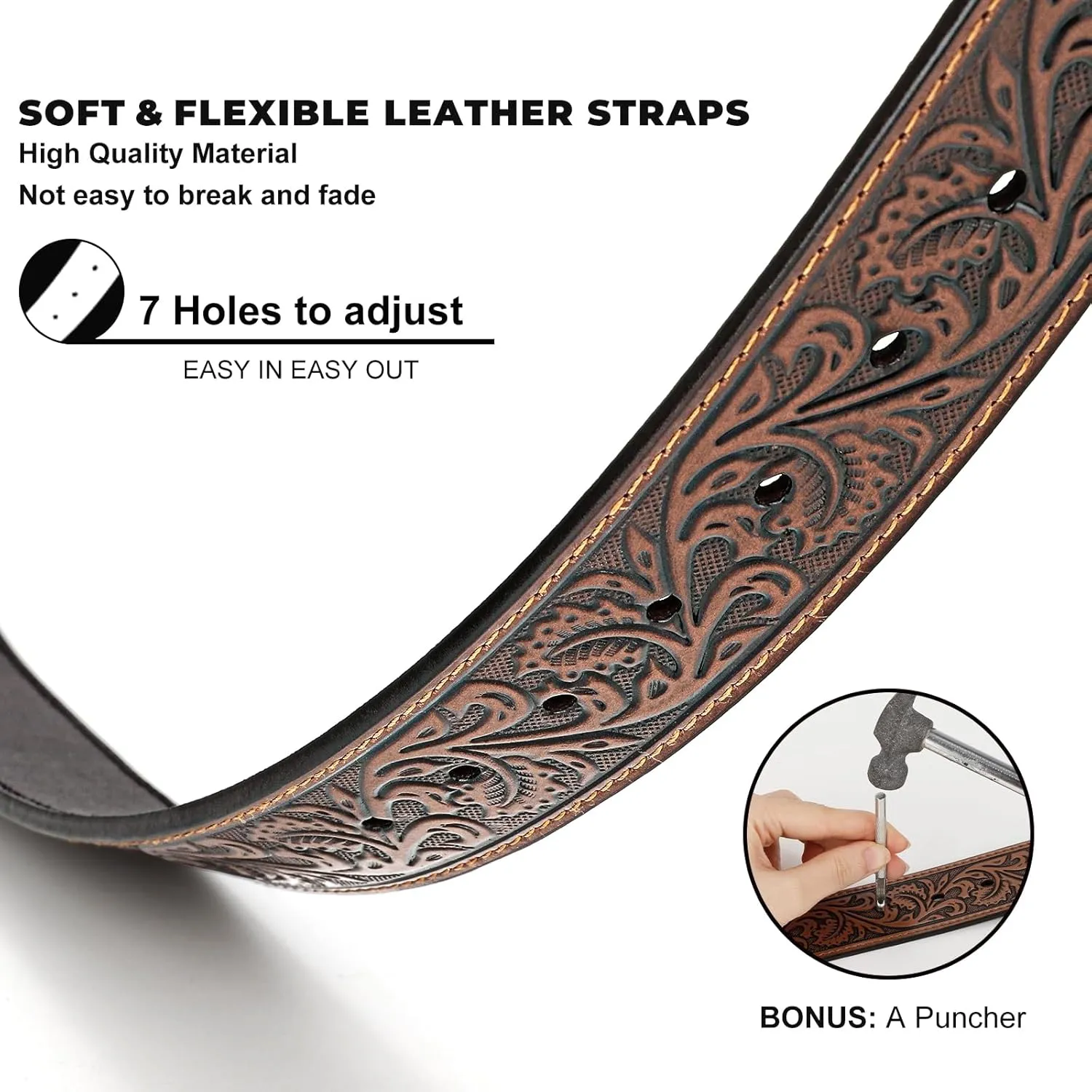 Western Leather Belt for Men Women Cowgirl Cowboy Western Longhorn Bull Buckle Belt for Jeans Christmas Gifts Belts