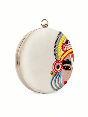White Embellished Box Clutch