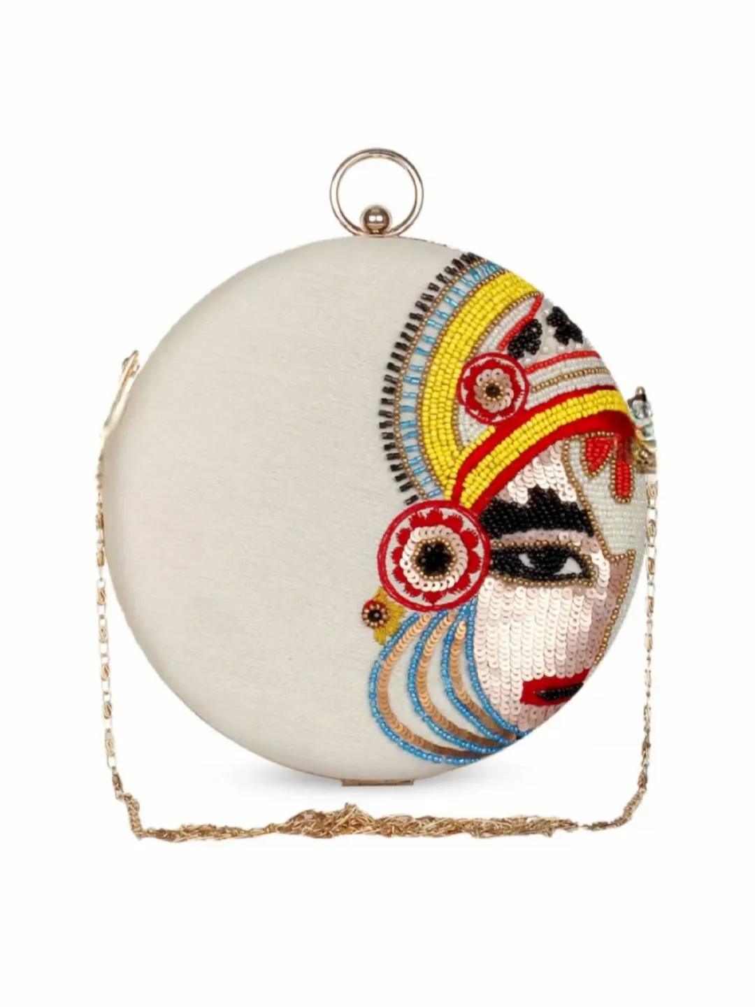 White Embellished Box Clutch