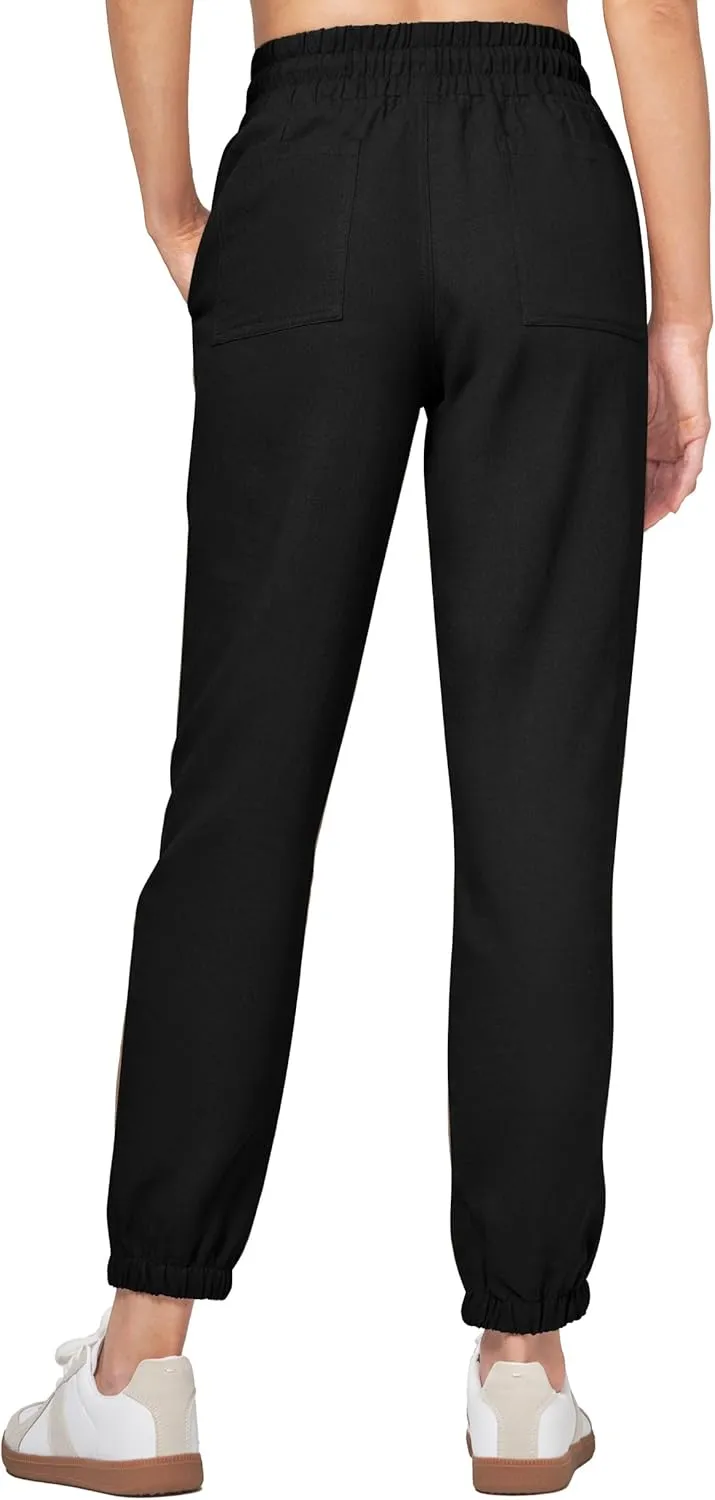 Willit Women Linen Pants Joggers Casual Lightweight Lounge Cotton Linen Travel Beach Summer Pants with Pockets 28"