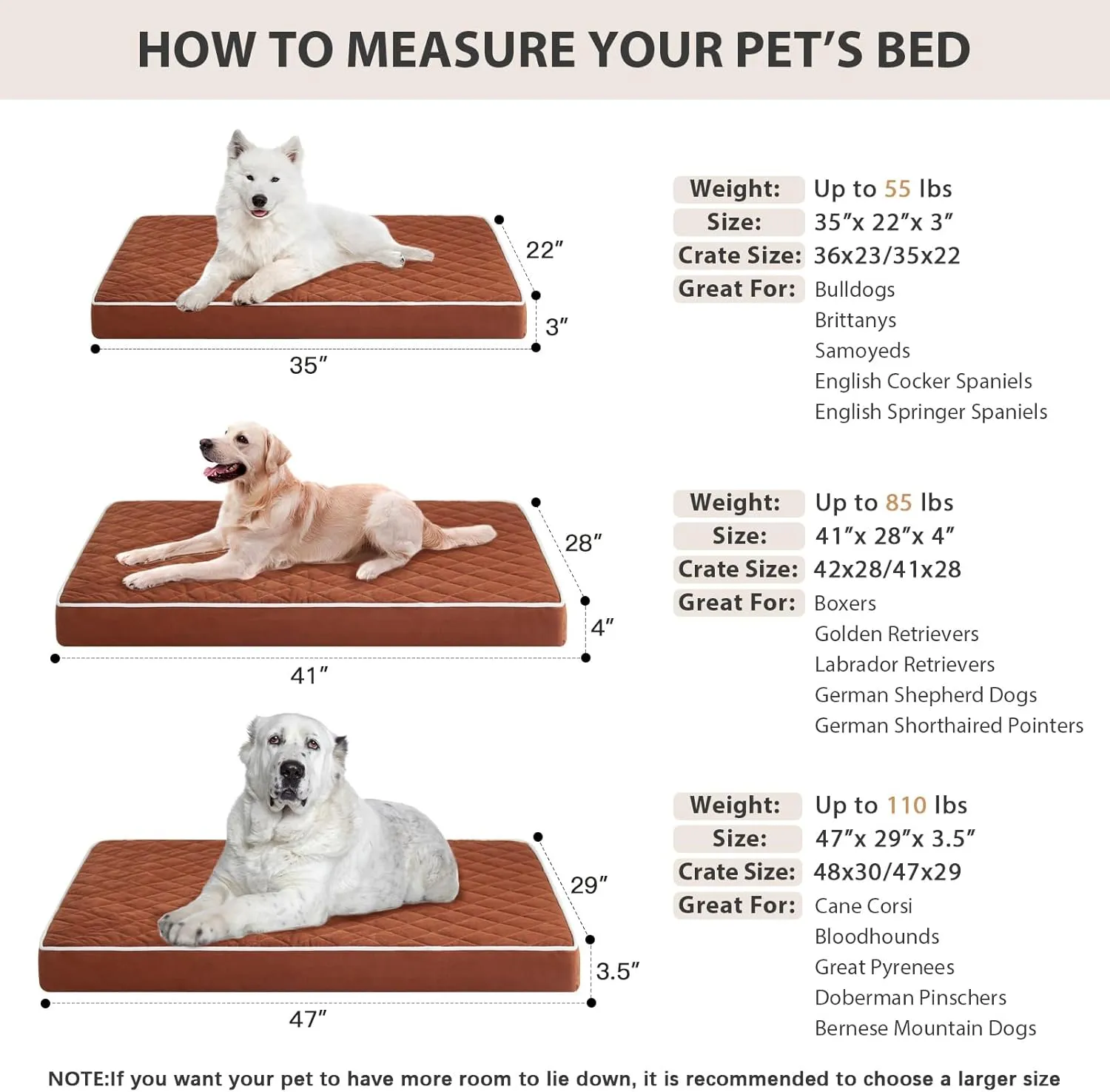 WNPETHOME Orthopedic Dog Bed for Large Dogs, Extra Large & Waterproof with Removable Washable Cover, Anti-Slip Bottom, Egg Crate Foam & Multi-Needle Quilting XL Crate Bed