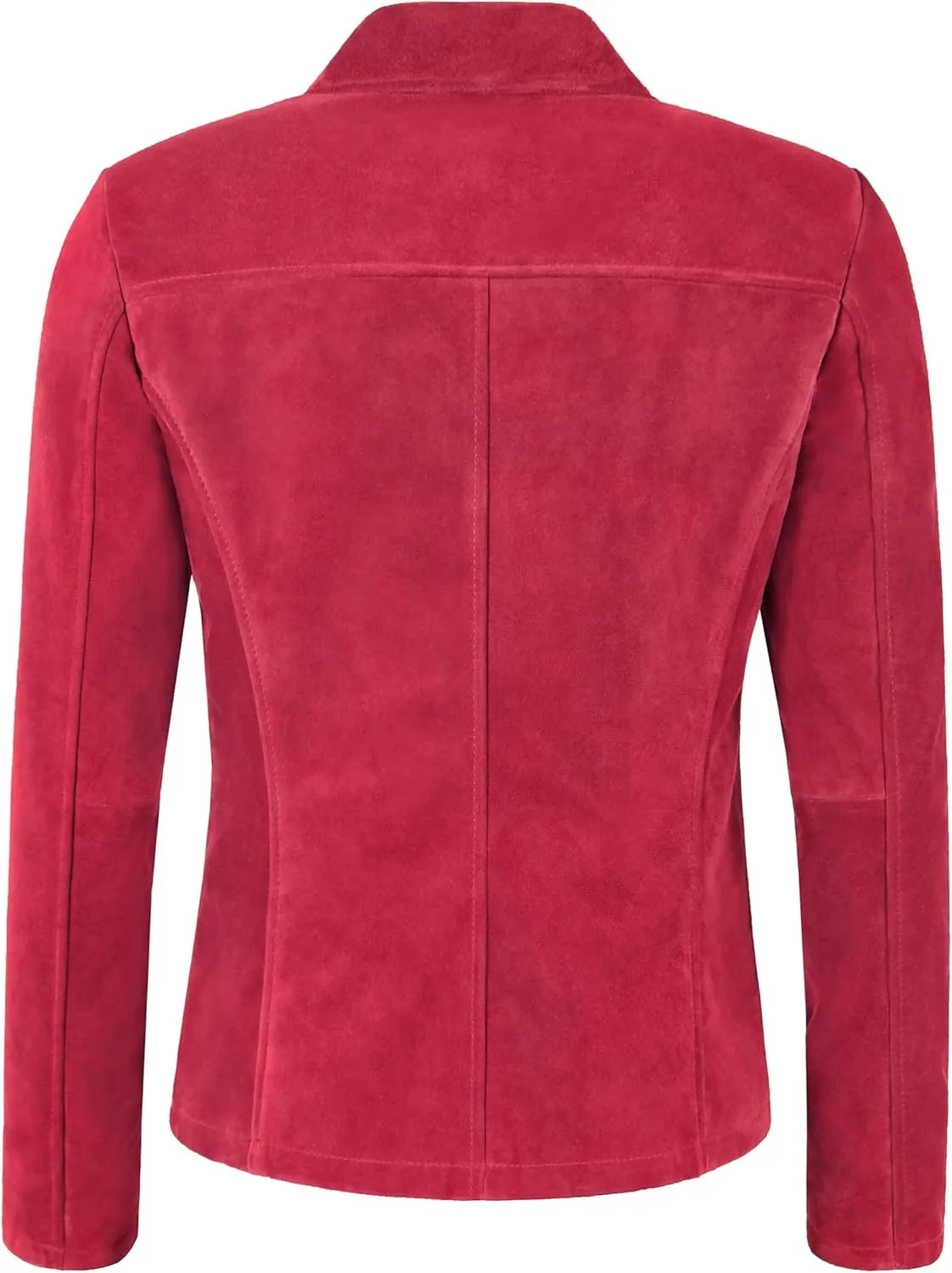 Woman’s Real Suede Leather Classic Blazer Style Box Buttons Jacket Jennifer 8728