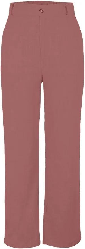 Women Pants Flowy Pants Wide Leg Palazzo for Women High Waisted Wide Leg Linen Palazzo Trousers Pull On Elastic Smock