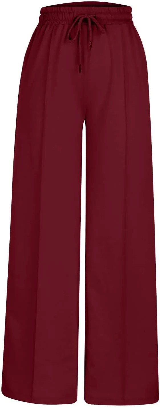 Women Straight Wide Leg Joggers Baggy High Waisted Sweatpants Trendy Drawstring Elastic Athletic Pants with Pockets