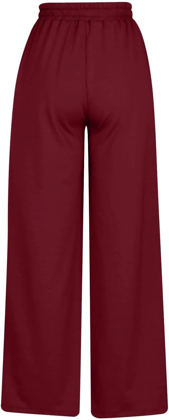Women Straight Wide Leg Joggers Baggy High Waisted Sweatpants Trendy Drawstring Elastic Athletic Pants with Pockets