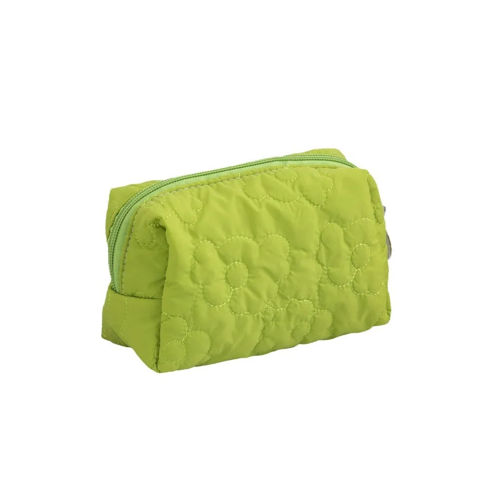 Women's Candy Color Quilted Flower Storage Portable Cosmetic Bags