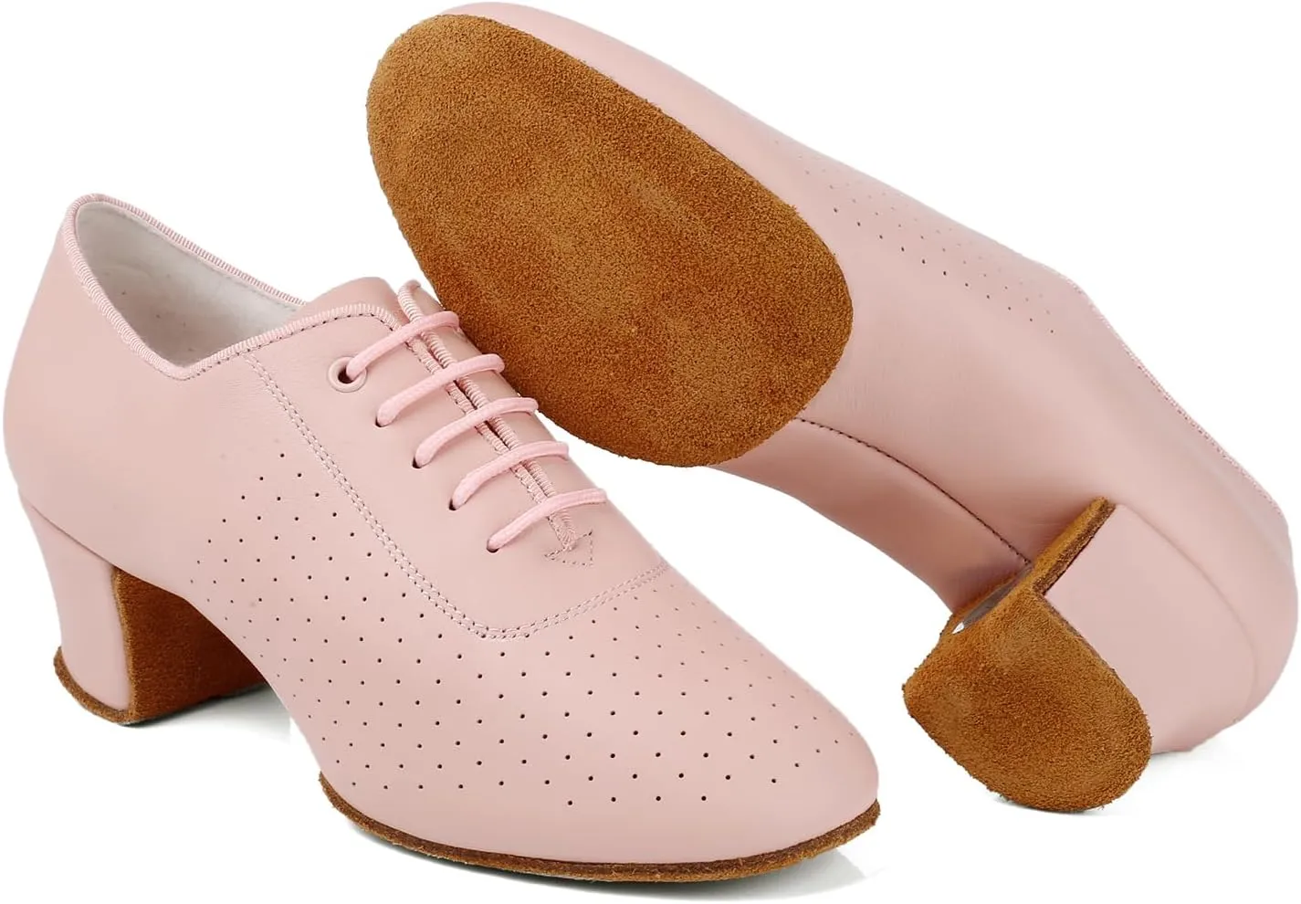Women's Close Toe Dance Shoes Lace up Ballroom Salsa Practice Dance Shoes Suede Sole