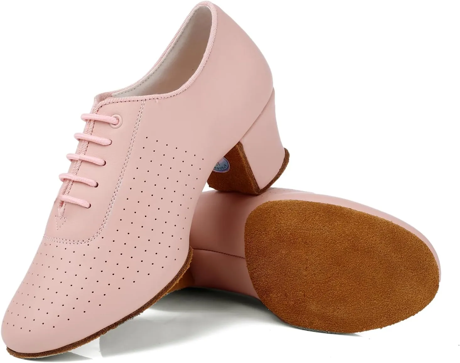 Women's Close Toe Dance Shoes Lace up Ballroom Salsa Practice Dance Shoes Suede Sole