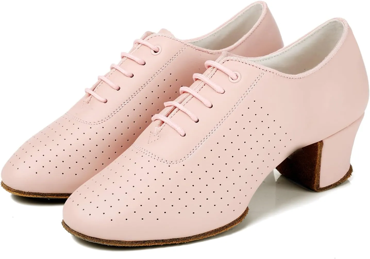 Women's Close Toe Dance Shoes Lace up Ballroom Salsa Practice Dance Shoes Suede Sole