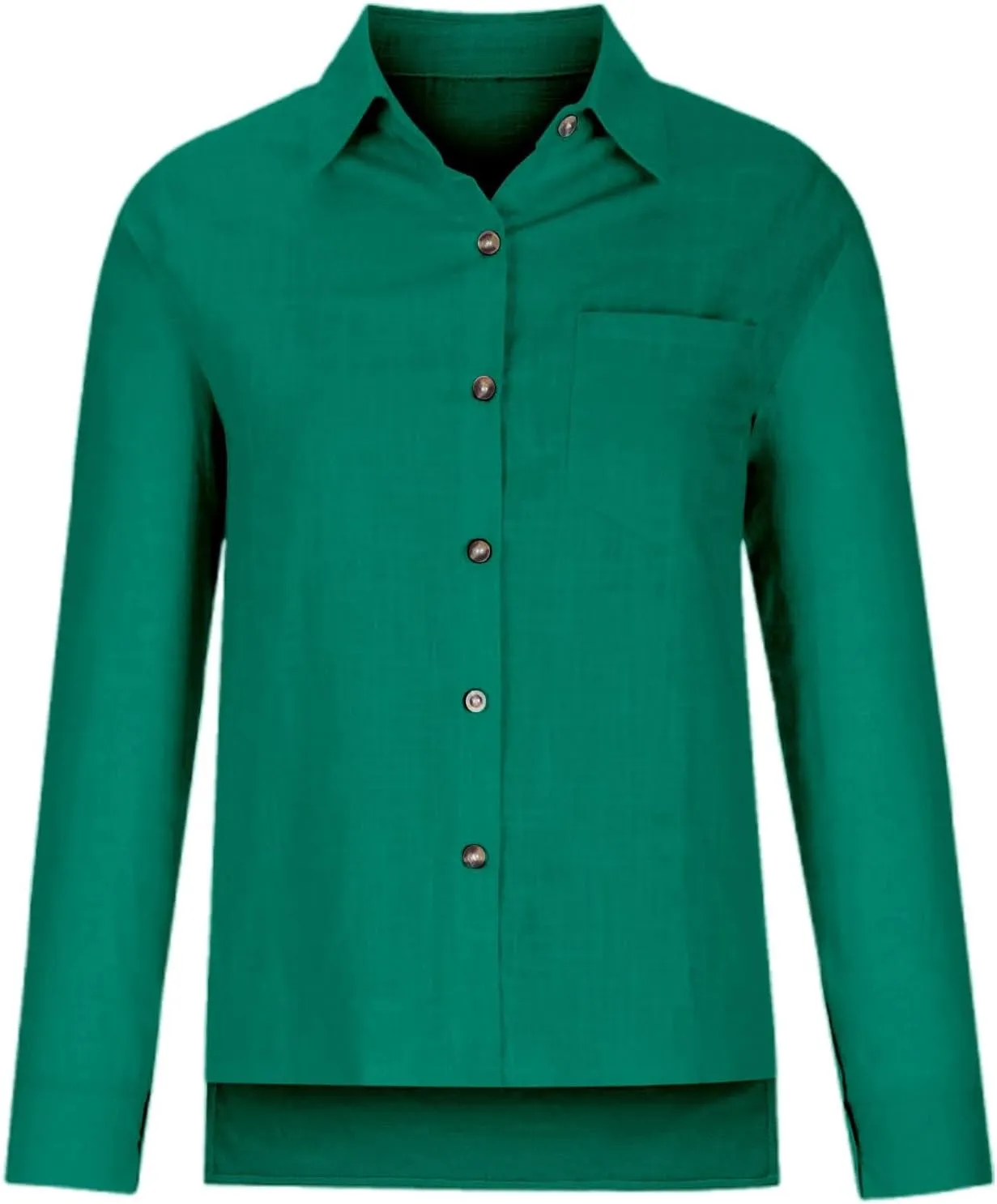 Womens Cotton Linen Button Down Shirts Long Sleeve Dress Shirts Summer Casual Tops Loose Blouses with Pocket
