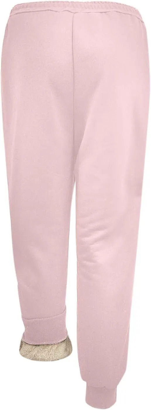 Women's Fleece Lined Sweatpants Joggers Pants Lounge Cotton Comfort Trousers Drawstring Sweatpants Plain Tracksuit