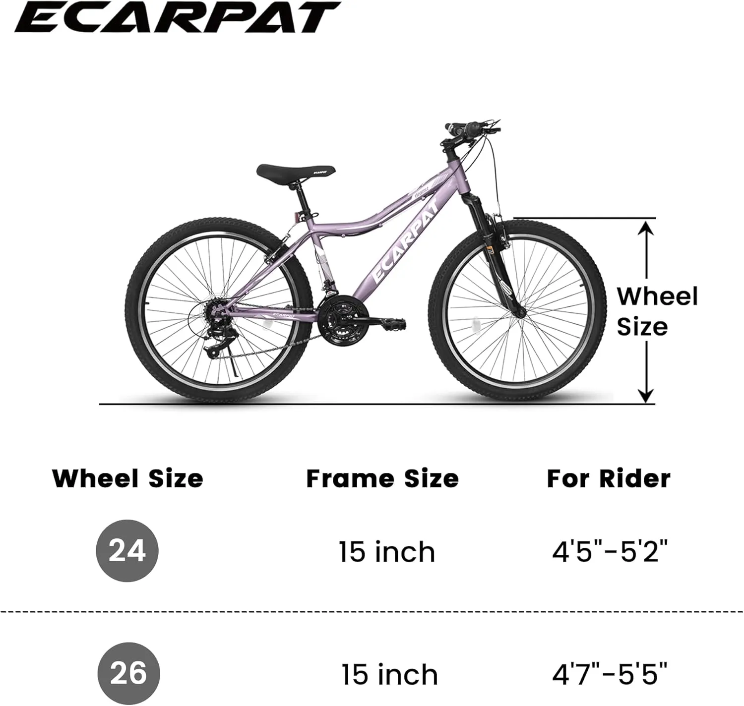 Womens' Girls 24/26 Inch Kids Mountain Bikes, 21-Speed Children's Day Gifts for Ages 10  Years Old Bicycles, School Work Daily Commuting Summer Travel Bikes