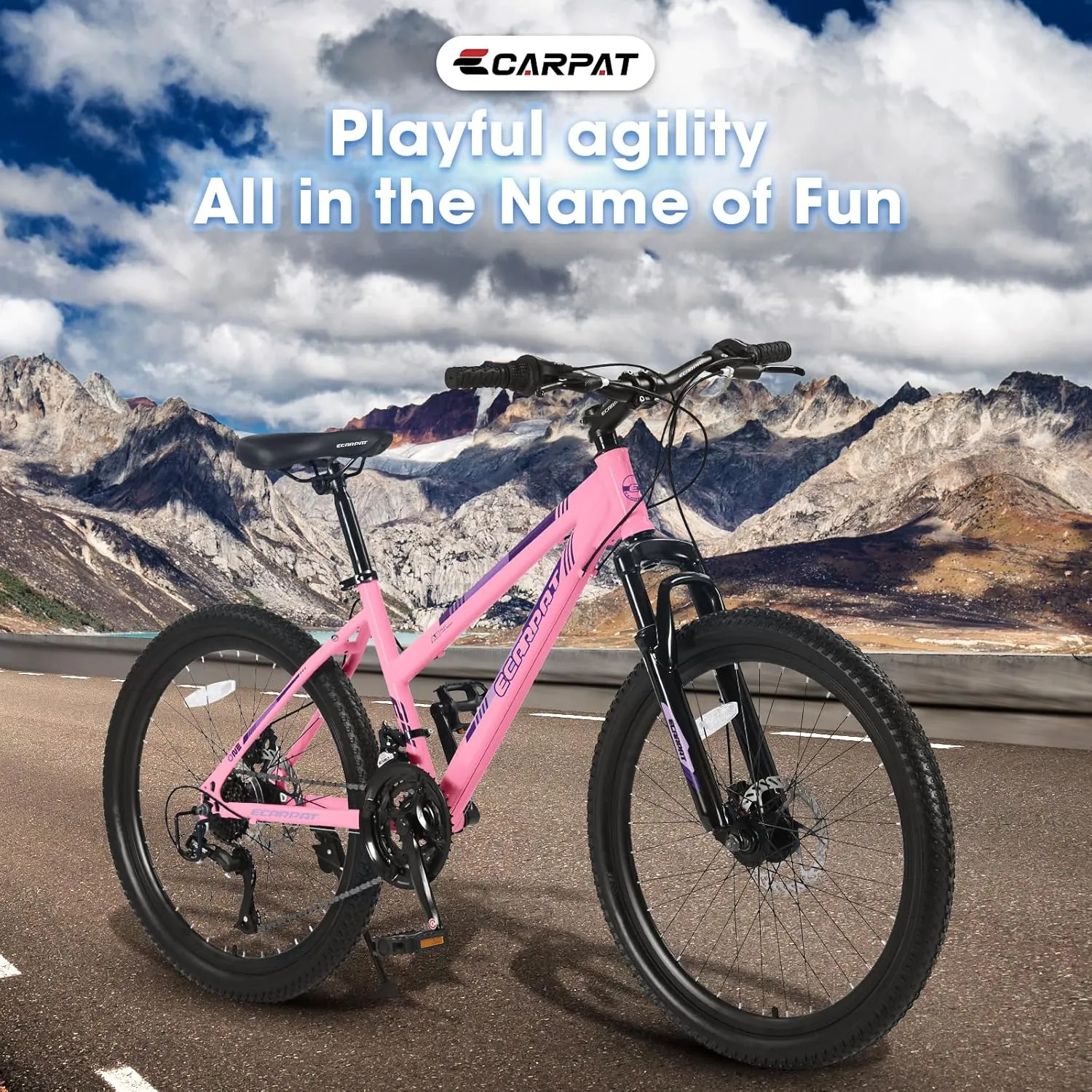 Womens' Girls 24/26 Inch Kids Mountain Bikes, 21-Speed Children's Day Gifts for Ages 10  Years Old Bicycles, School Work Daily Commuting Summer Travel Bikes