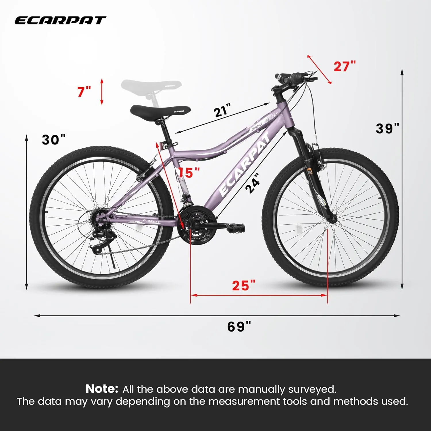 Womens' Girls 24/26 Inch Kids Mountain Bikes, 21-Speed Children's Day Gifts for Ages 10  Years Old Bicycles, School Work Daily Commuting Summer Travel Bikes