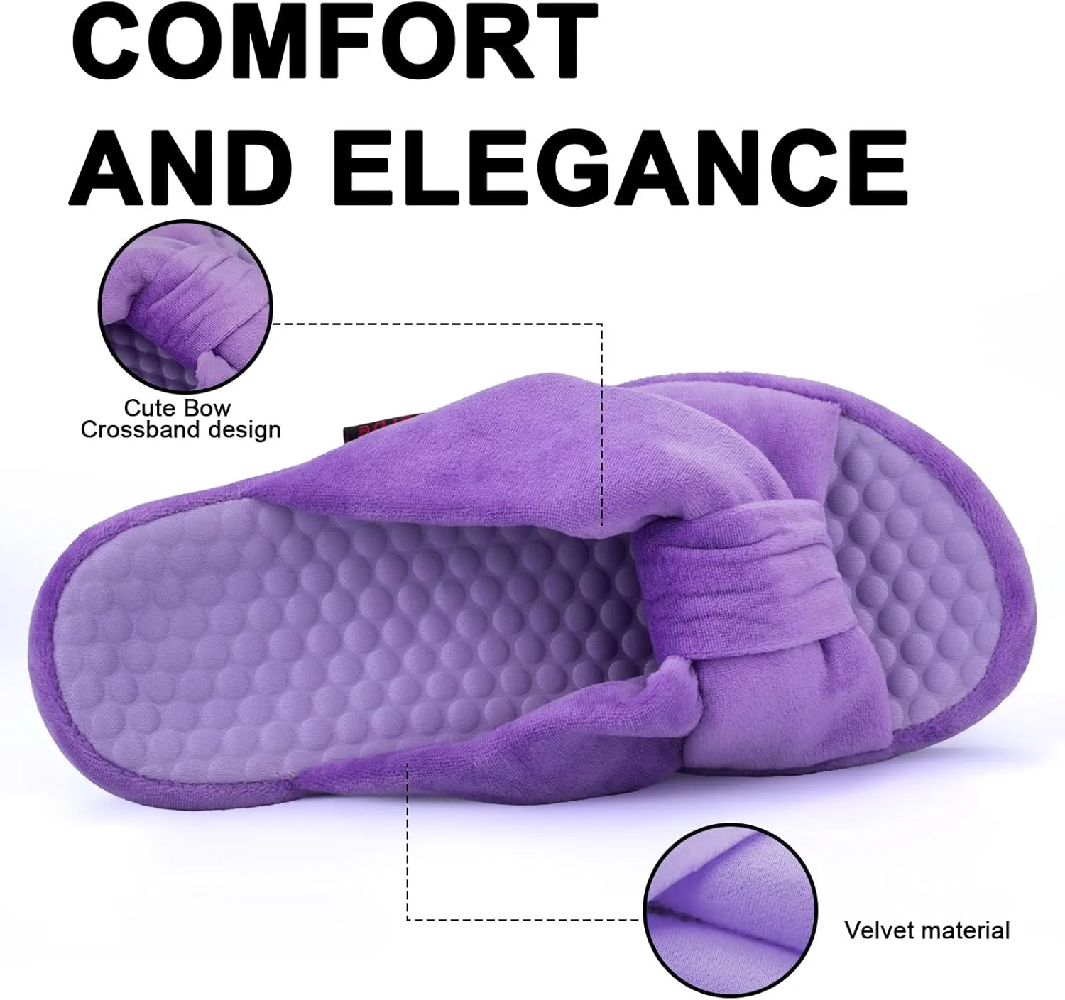 Women's House Slippers | Soft Memory Foam, Massage Beads, Non-Slip Rubber Sole | Cozy Velvet Indoor/Outdoor Slippers | Birthday Gifts & Mother's Day Gifts for Women