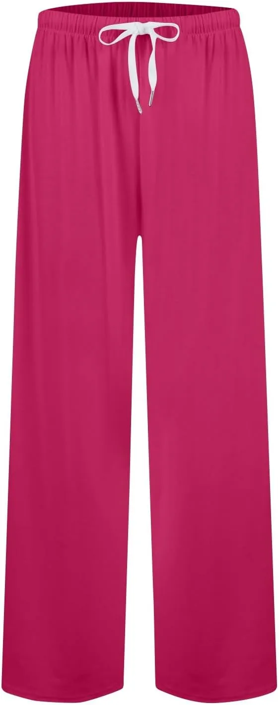 Womens Low Rise Baggy Sweatpants Elastic Drawstring Wide Leg Workout Pants Lightweight Yoga Track Pants with Pockets