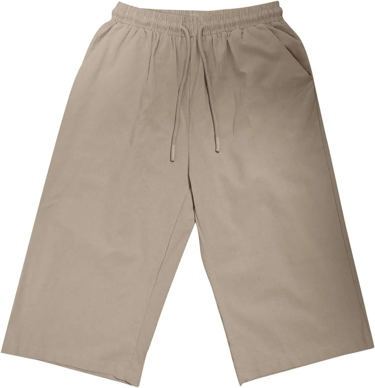 Womens Shorts 2025 Summer Linen Wide Leg Pants Drawstring High Waist Bermuda Pants with Pockets Casual Beach Shorts