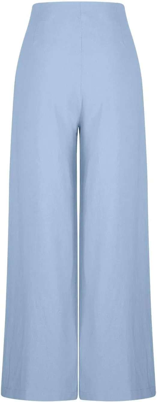 Women's Summer Wide Leg Palazzo Pants Fashion High Waistd Loose Elastic Waist Slacks Casual Going Out Flowy Trousers