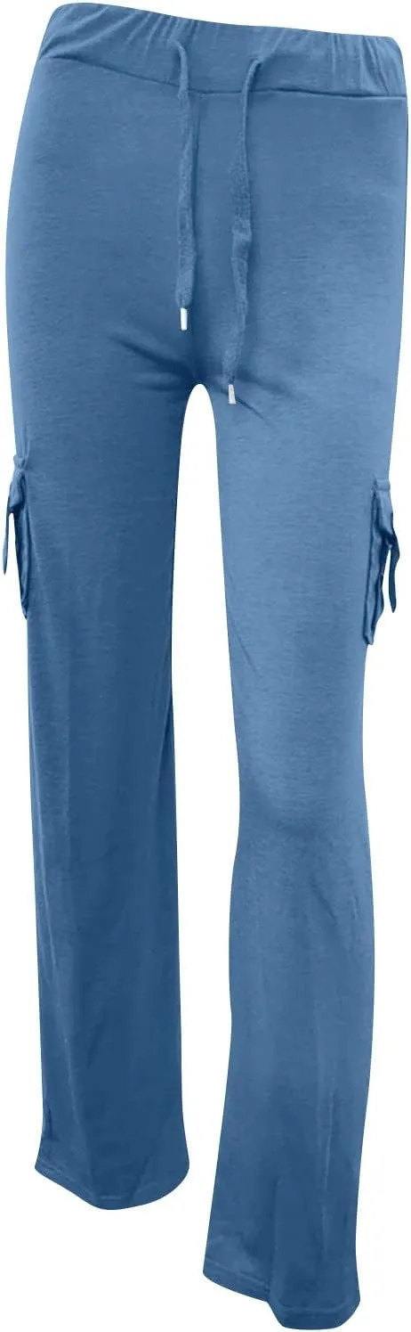 Women's Wide Leg Yoga Pants High Waisted Cargo Flare Lounge Pants Plus Size Stretch Bootcut Sweatpants with Pockets