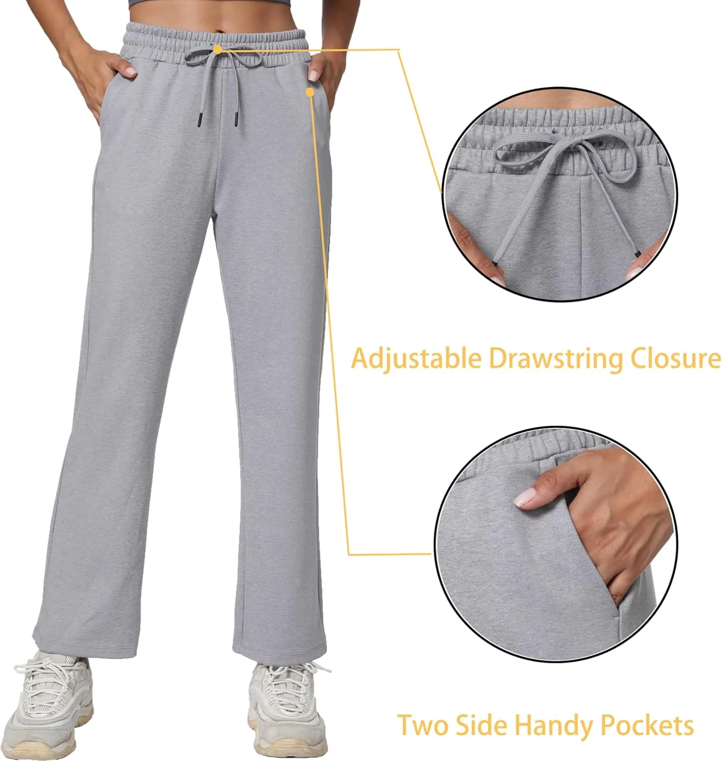 Women's Workout Joggers with Pockets-Quick Dry Athletic Lounge Pants for Hiking Yoga and Running