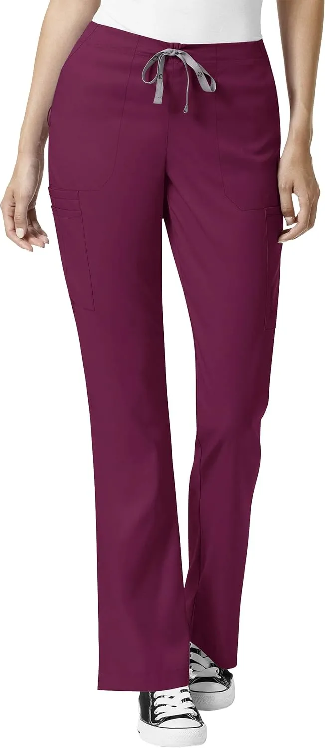 WonderWink Pro Women's 4 Pocket V-Neck Top & Moderate Flare Leg Cargo Pant Scrub Set   Badge Reel