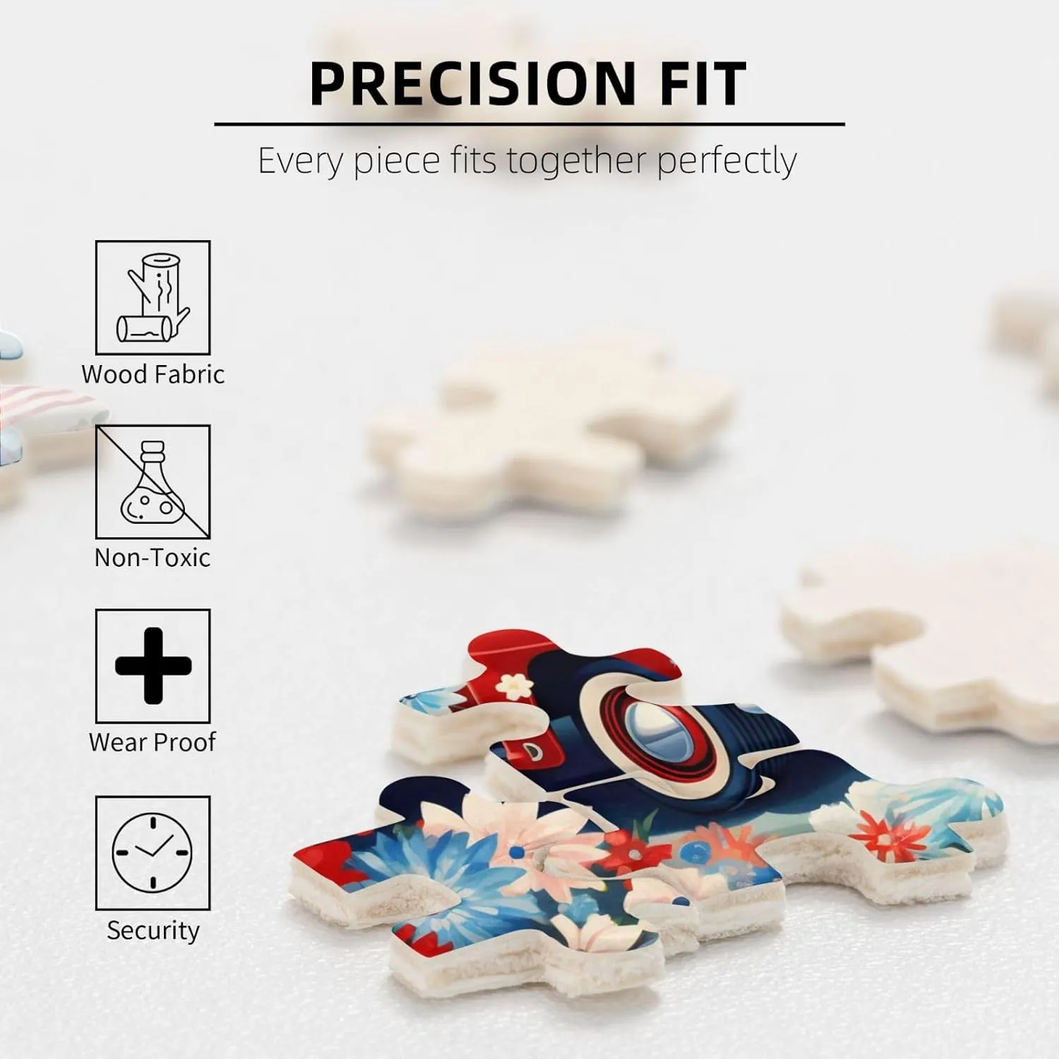 Wooden Jigsaw Puzzles 500 Pieces Patriot USA Flag Floral Car Puzzle Leisure for Adults Jigsaw Challenging Creative Educational Intellectual Decompressing Family Games Toy Gift
