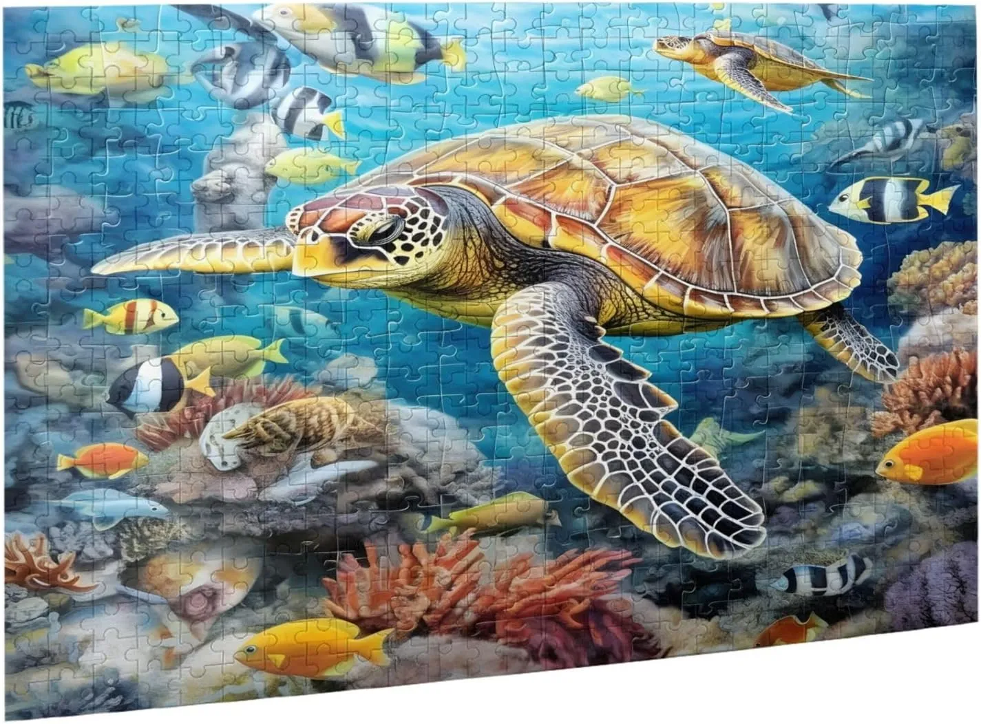 Wooden Jigsaw Puzzles 500 Pieces Sea Turtles Fish Underwater Puzzle Leisure for Adults Jigsaw Challenging Creative Educational Intellectual Decompressing Family Games Toy Gift