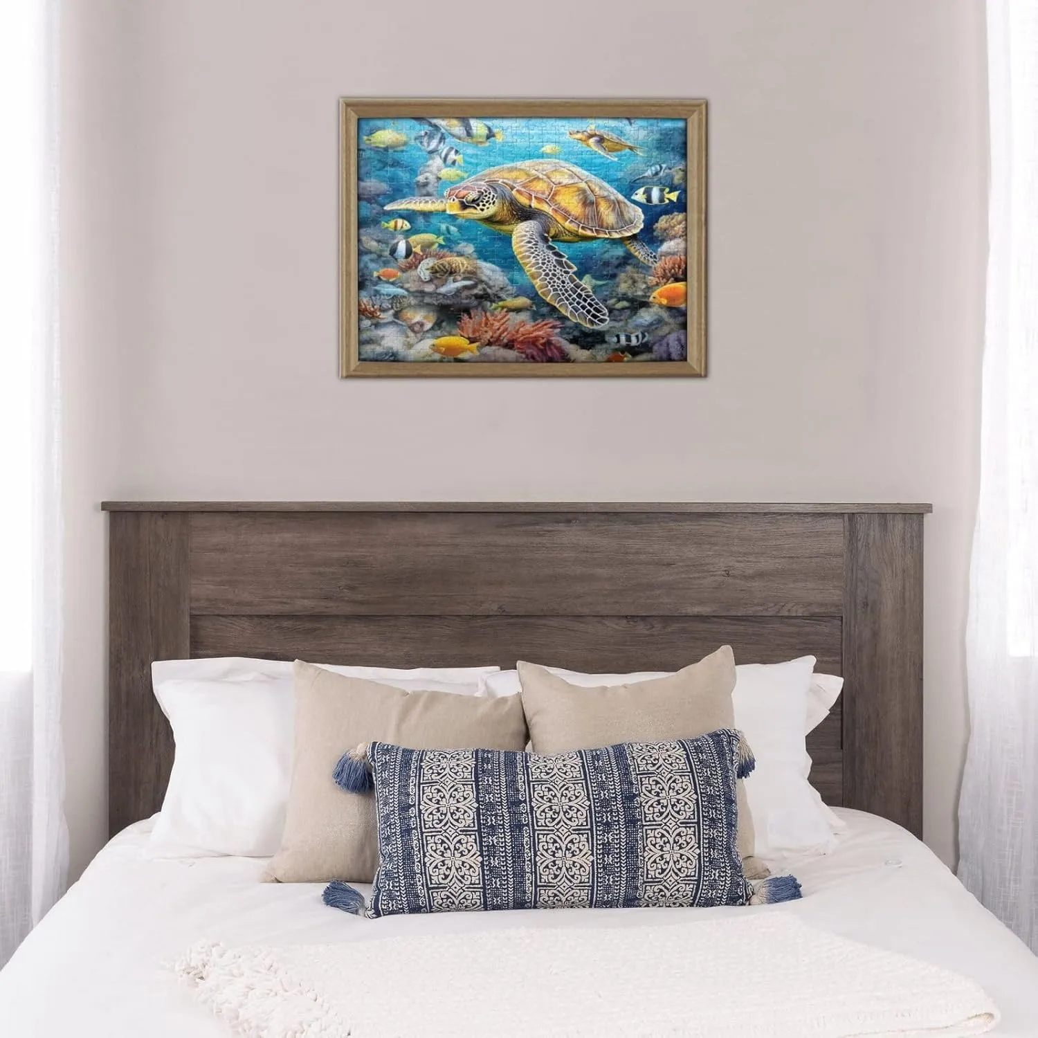 Wooden Jigsaw Puzzles 500 Pieces Sea Turtles Fish Underwater Puzzle Leisure for Adults Jigsaw Challenging Creative Educational Intellectual Decompressing Family Games Toy Gift
