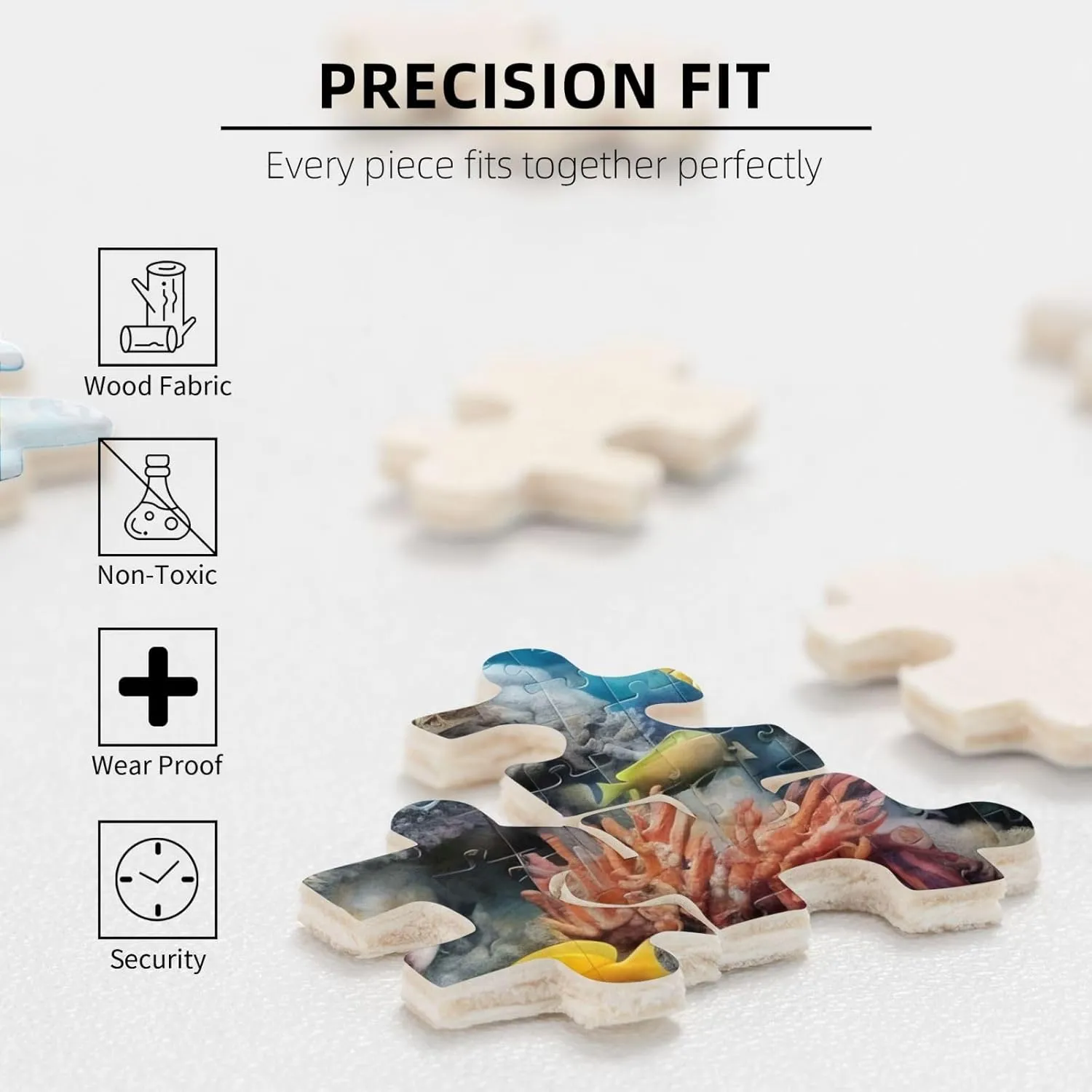 Wooden Jigsaw Puzzles 500 Pieces Sea Turtles Fish Underwater Puzzle Leisure for Adults Jigsaw Challenging Creative Educational Intellectual Decompressing Family Games Toy Gift