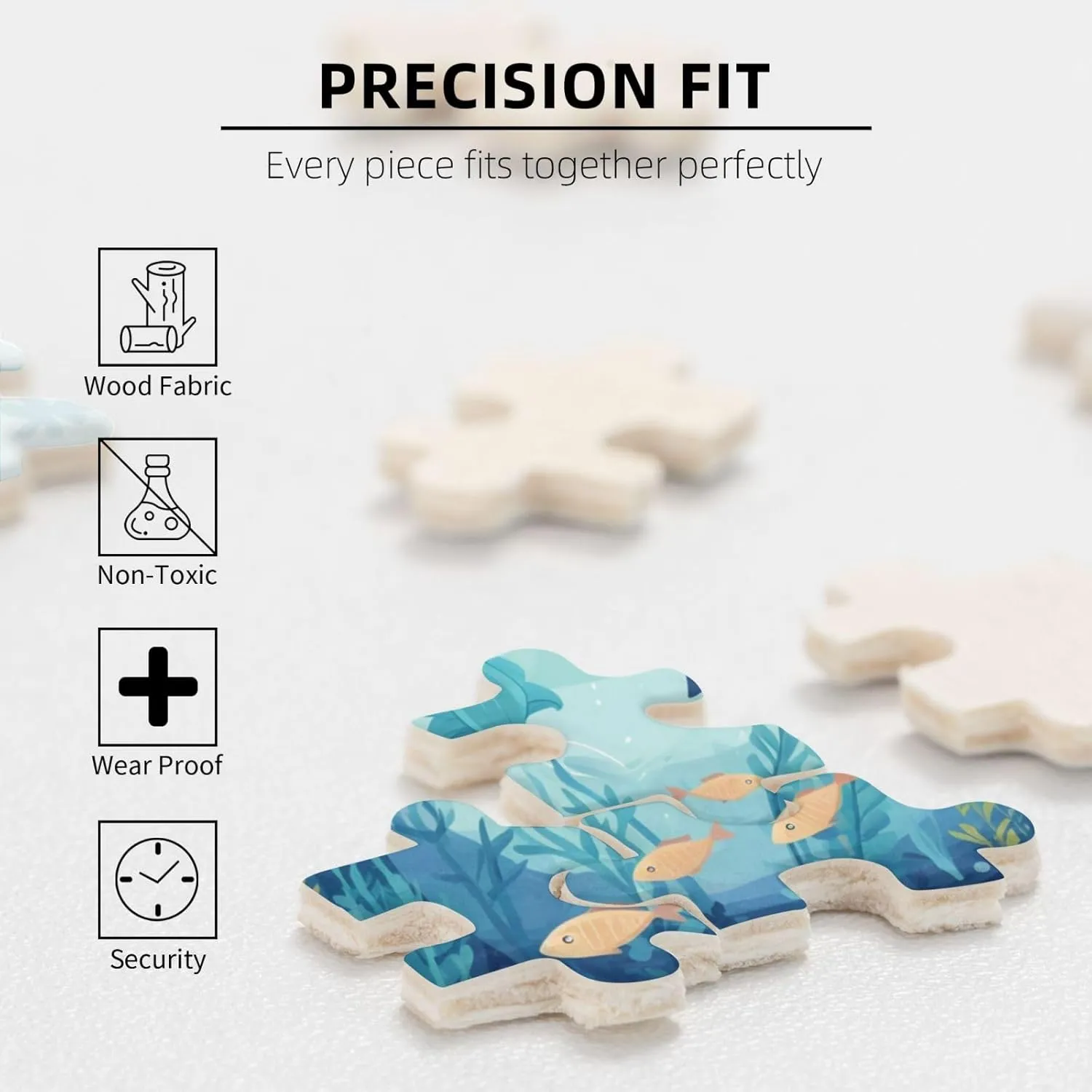 Wooden Jigsaw Puzzles 500 Pieces Whale Sea Fishes Animal Puzzle Leisure for Adults Jigsaw Challenging Creative Educational Intellectual Decompressing Family Games Toy Gift