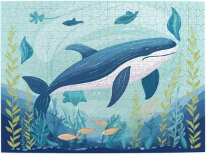 Wooden Jigsaw Puzzles 500 Pieces Whale Sea Fishes Animal Puzzle Leisure for Adults Jigsaw Challenging Creative Educational Intellectual Decompressing Family Games Toy Gift