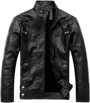 Wvapzxx Motorcycle Leather Jackets Men Classic Slim Fit Suede Jacket Casual Outwear