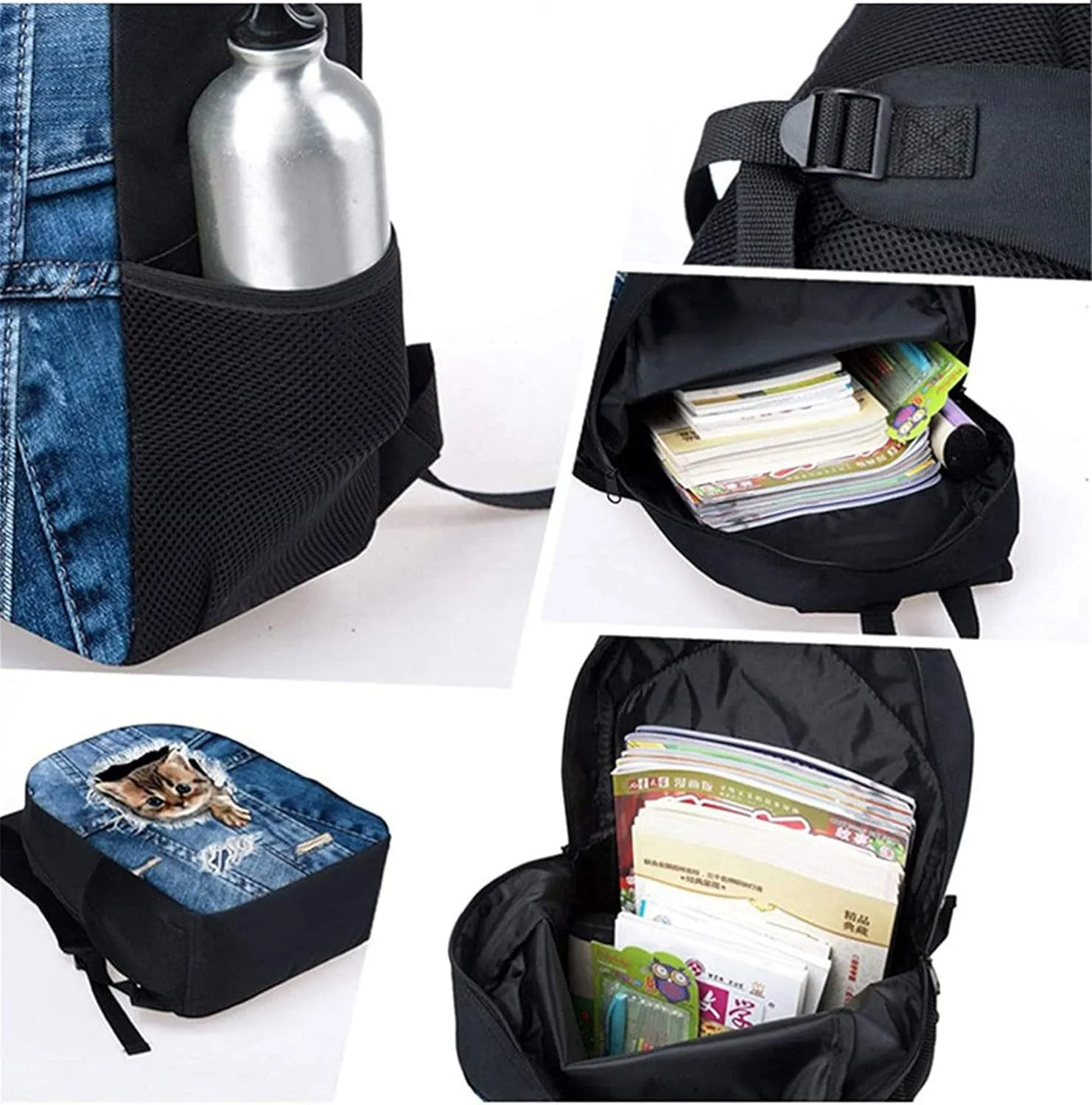 Xoenoiee Soccer with Fire Pattern Kids Backpack Set for Boys Girls School Bookbag Lunch Bag Pencil Bag 3 in 1 Set Hiking Travel Daypack