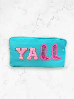 Y'all Nylon Pouch - Rodeo Pink  Cowgirl Boot Patch - -Nashville Swiftie -Southwest Patch- Western Boot- Space Cowgirl- Southern - Swiftie