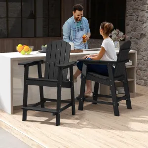 YITAHOME Tall Adirondack Chair Set of 2, Poly Bar Height Balcony Seating, HIPS High Back Outdoor Chairs, Bar Stools Lifeguard Chair for Balcony Deck Pool Patio, Black
