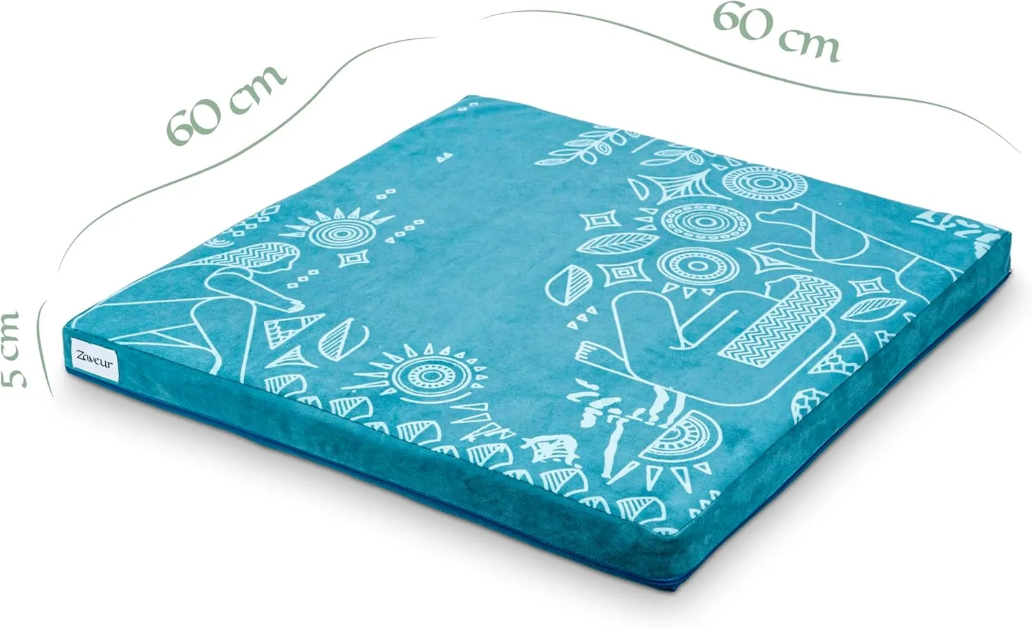 Zaveur Royal Court Meditation Mat With Velvet Cover - 24" x 24" Square Zabuton Thick Yoga Mat - Non Slip Exercise Mat for Home Workout - Thick Foam Exercise Floor Mat for Zafu or Bench